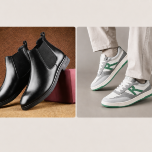 Menβs Footwear Combo β Black Chelsea Boots & White Green Sneakers