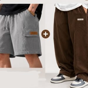 Menβs Corduroy Pants & Cargo Shorts Combo